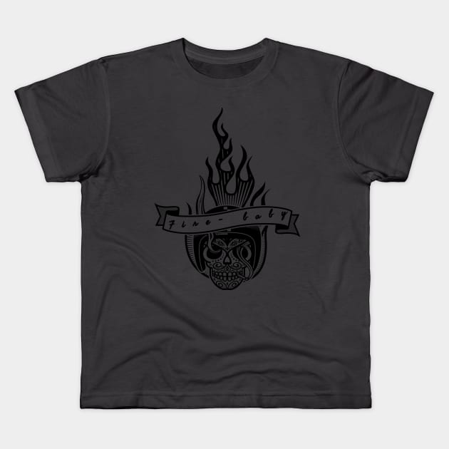 Skull Flames For Days Kids T-Shirt by musicanytime